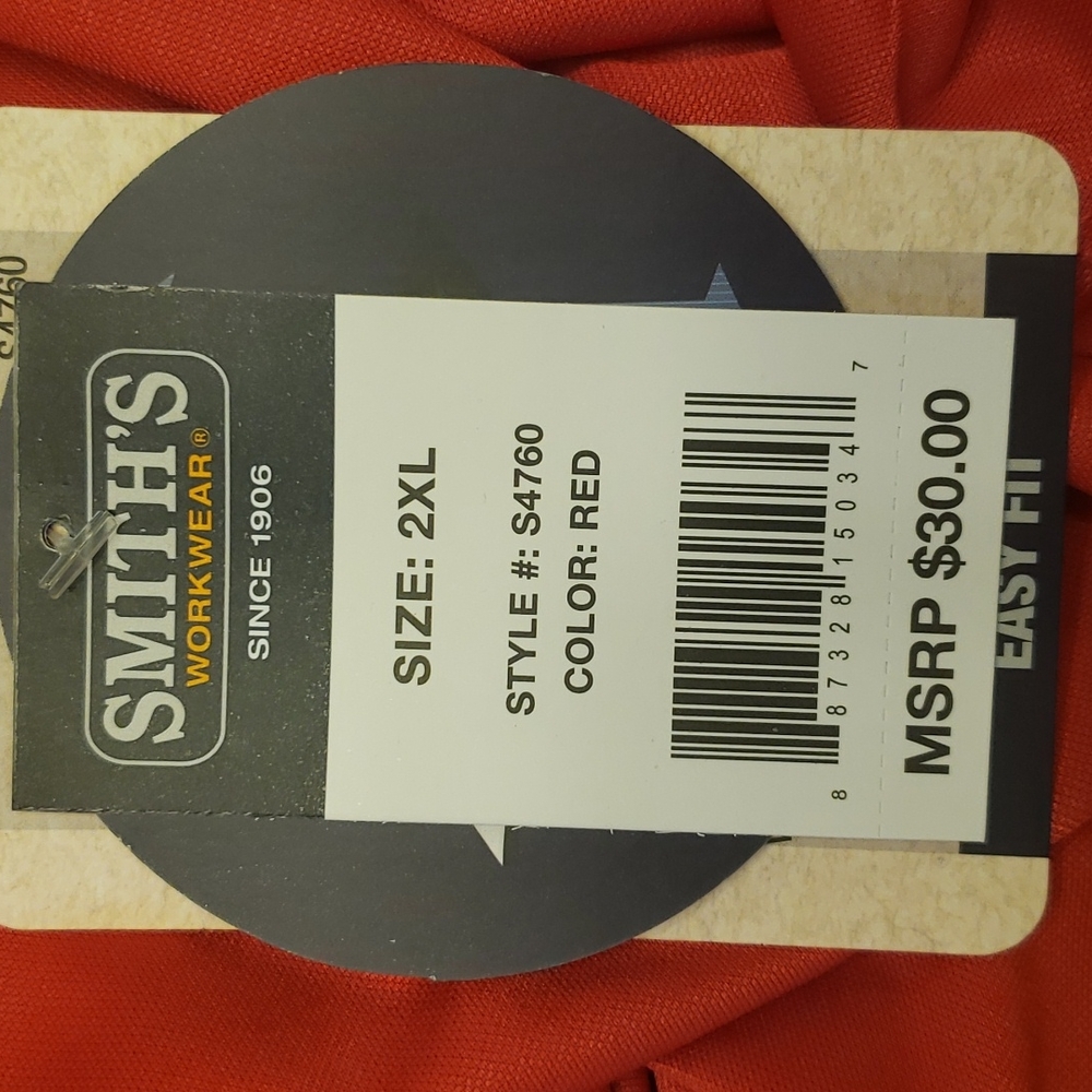 Smith's Workwear Men's Red performance pocket tee size 2XL - Picture 9 of 9